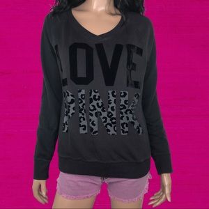 Love Pink Black Velvet Sweatshirt